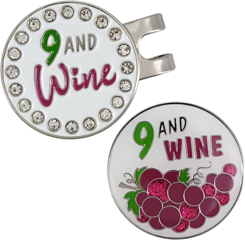 9 and Wine Golf Ball Markers