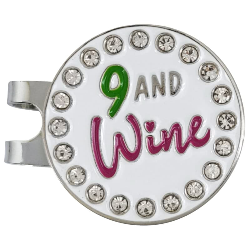 9 and Wine Golf Ball Marker