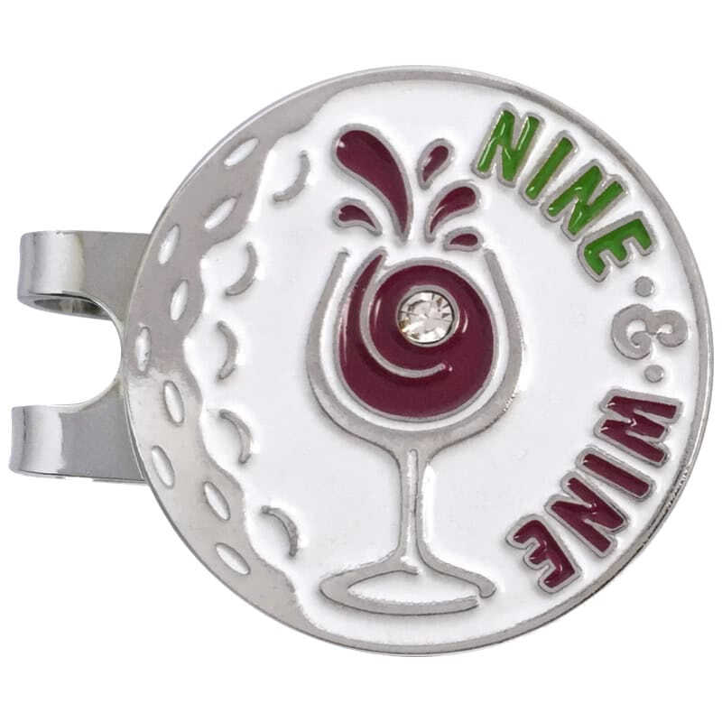 9 and Wine Golf Ball Marker